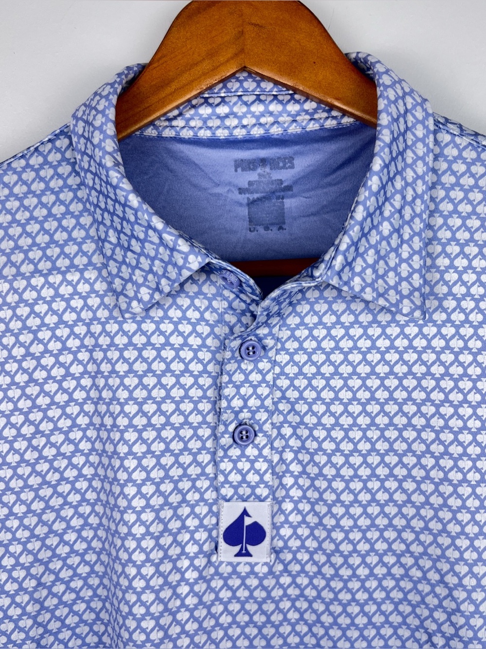 Pins and Aces Small Golf Polo Shirt Mens Made in USA Aces Graphic Print